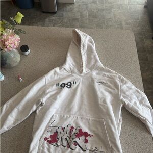 Off-White White Hoodie with Graphic Print